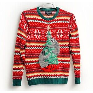 33 Degrees Blizzard Bay Unisex Ugly Sweater Sloths Christmas Tree Sz S Holiday